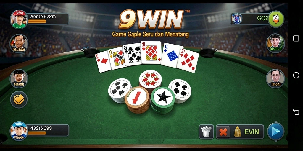 Screenshot menunjukkan gameplay Gaple yang seru di 9WIN.