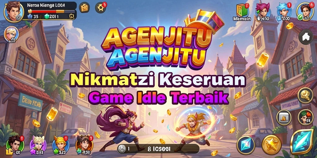 Tangkapan layar AGENJITU menunjukkan gameplay santai dan interaksi karakter.