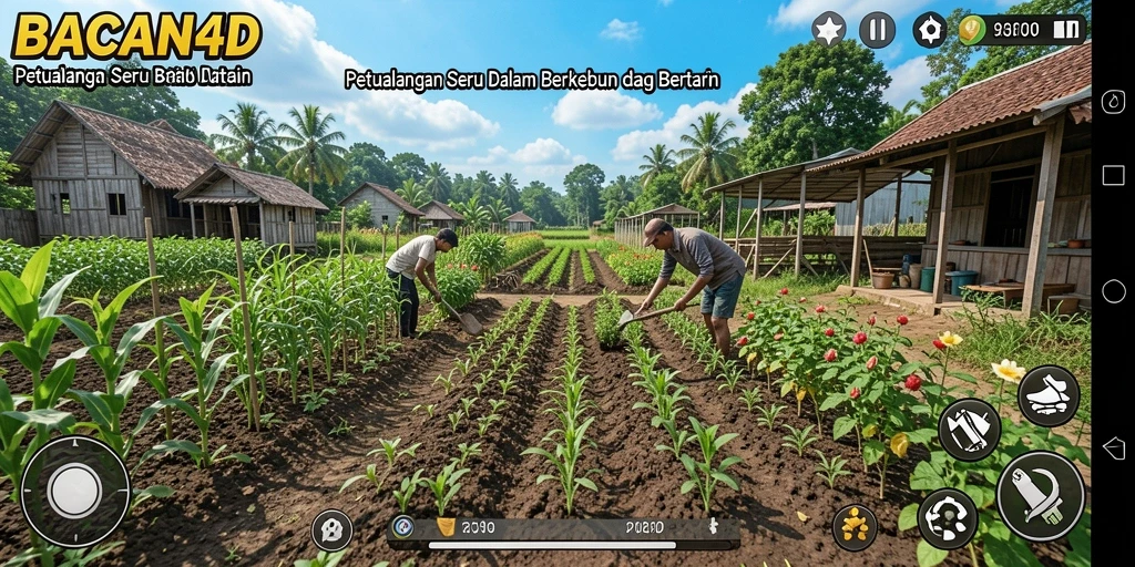 Screenshot gameplay BACAN4D menampilkan petualangan berkebun yang seru.