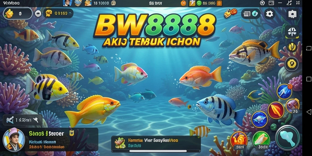 Screenshot utama BW888 menampilkan aksi menembak ikan yang seru dan menantang.
