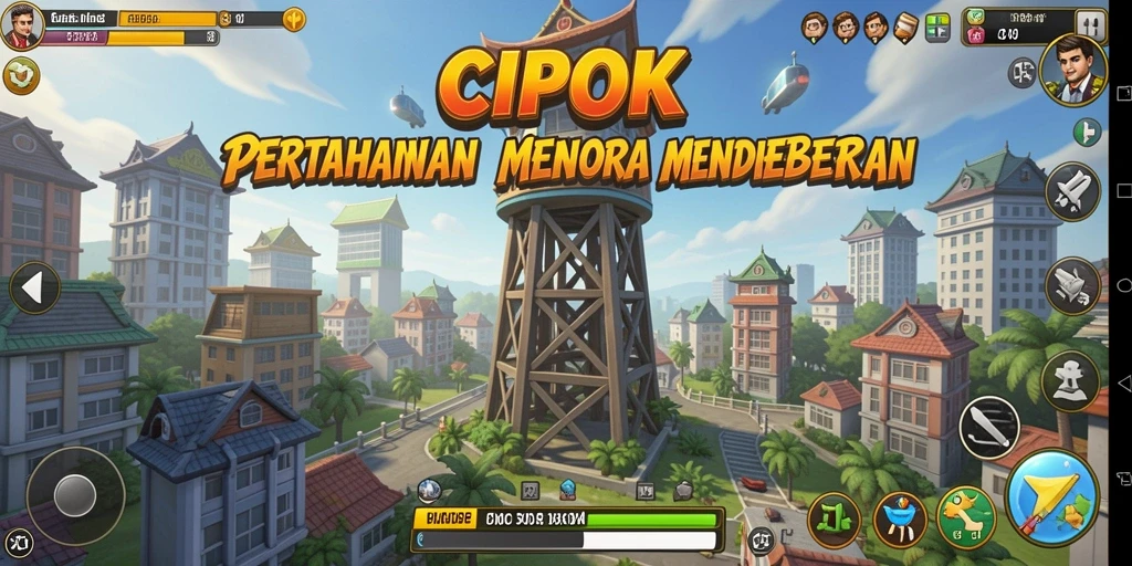 Screenshot gameplay Tower Defense yang menegangkan dan strategis.