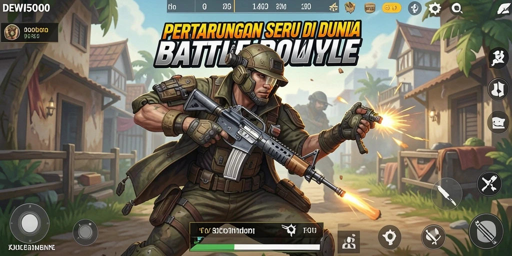 Screenshot gameplay DEWI5000 menampilkan aksi seru Battle Royale.