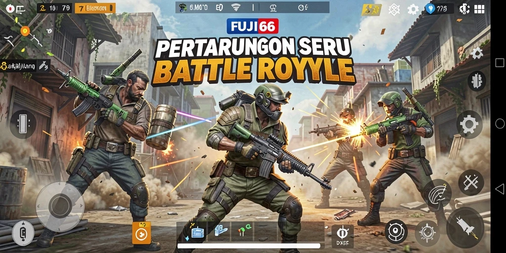 Tangkapan layar utama FUJI66 menampilkan aksi Battle Royale yang mendebarkan.