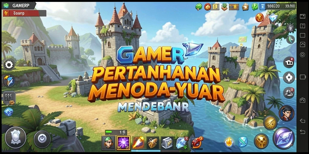 Tampilan gameplay GAMERP yang penuh strategi Tower Defense.