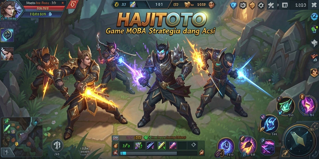 Tampilan aksi seru dalam game MOBA HAJITOTO