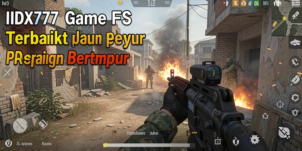 Screenshot menunjukkan aksi seru dalam gameplay FPS IDX777.
