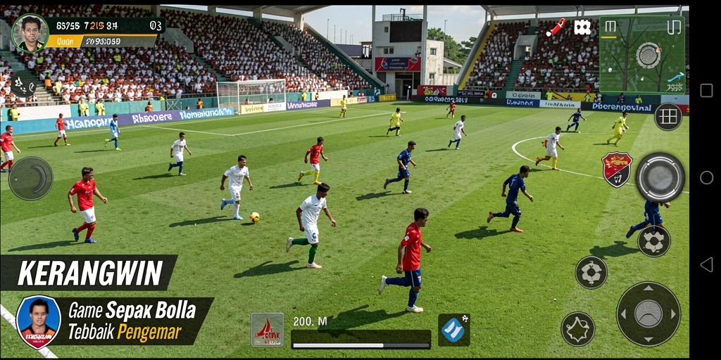 Tampilan gameplay KERANGWIN dengan aksi menegangkan di lapangan.