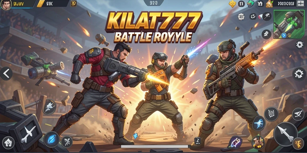 Screenshot gameplay KILAT777 menampilkan aksi seru dalam pertempuran Battle Royale.