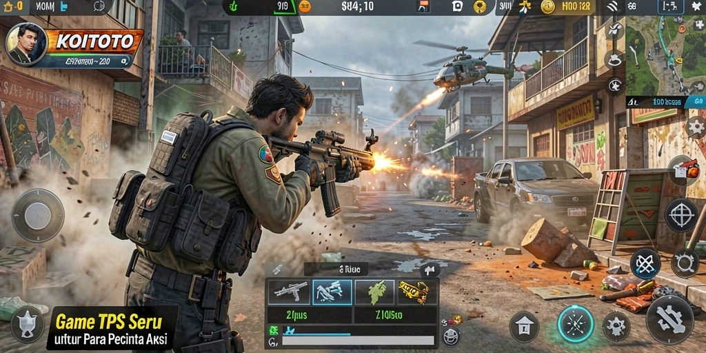 Tampilan gameplay mendebarkan dari KOITOTO dalam mode TPS.