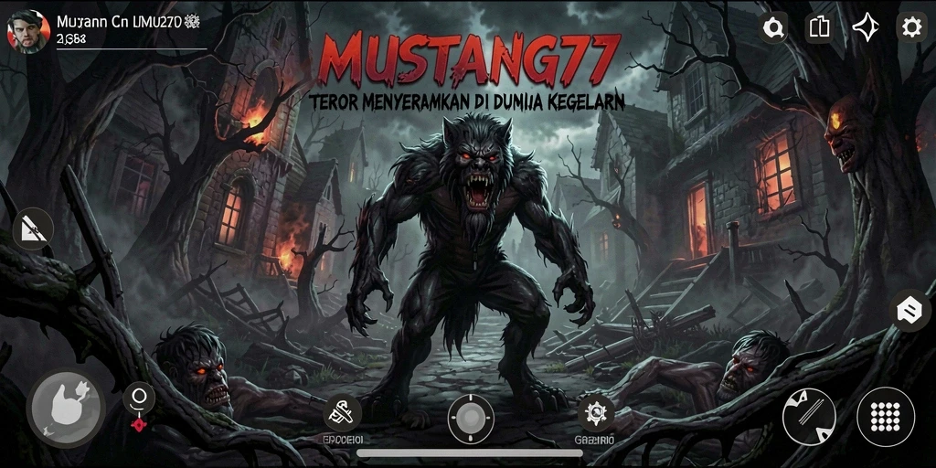 Tampilan gameplay MUSTANG77 yang menyeramkan saat menjelajahi lokasi angker.