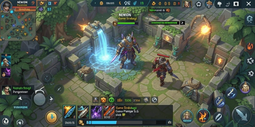 Tangkapan layar gameplay <strong>NEWIDN</strong> menunjukkan pertempuran strategis yang mendebarkan.