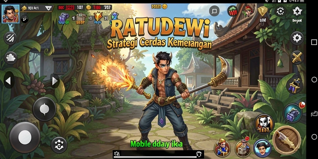 Screenshot utama RATUDEWI menunjukkan aksi pertempuran strategis yang intens.