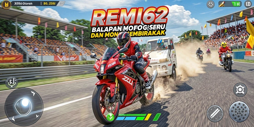 Tampilan gameplay seru di lintasan balap REMI62.