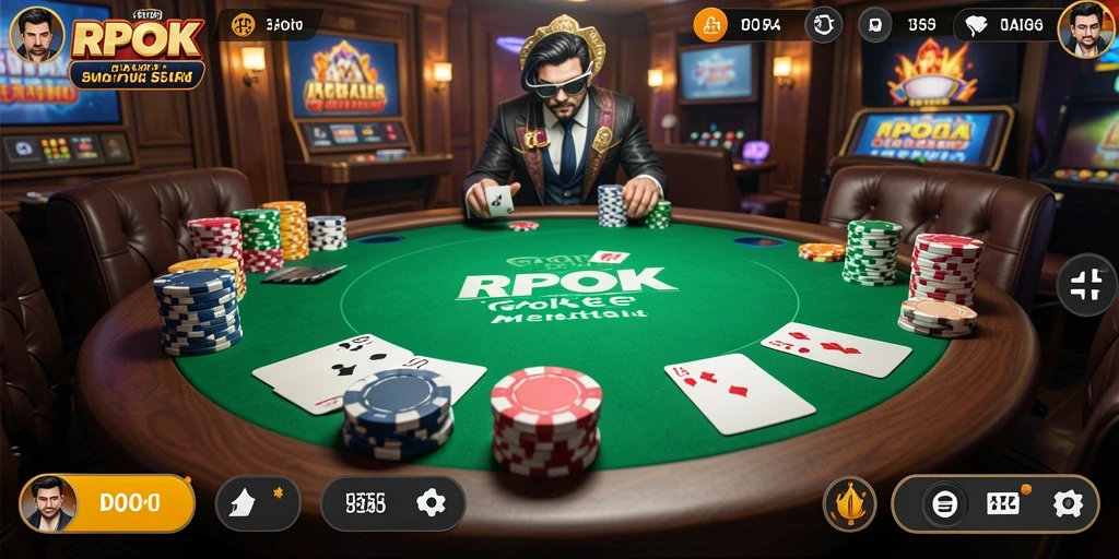 Tampilan gameplay menarik RPOK dengan pemain yang kompetitif dalam permainan Poker.
