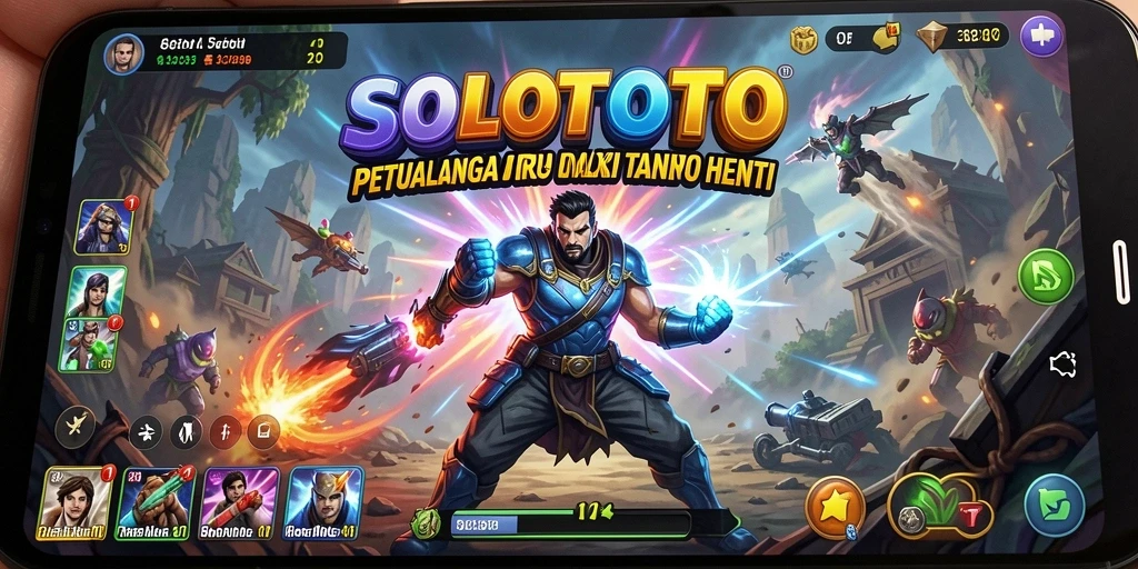 Tampilan gameplay SOLOTOTO dengan aksi yang mendebarkan dan grafis yang menawan.