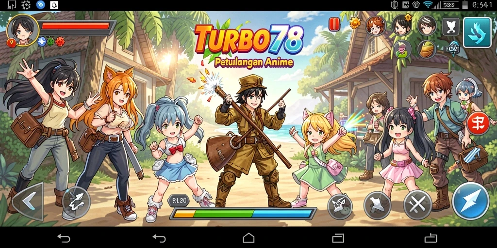 TURBO78 menampilkan karakter anime dengan aksi pertarungan yang mendebarkan.