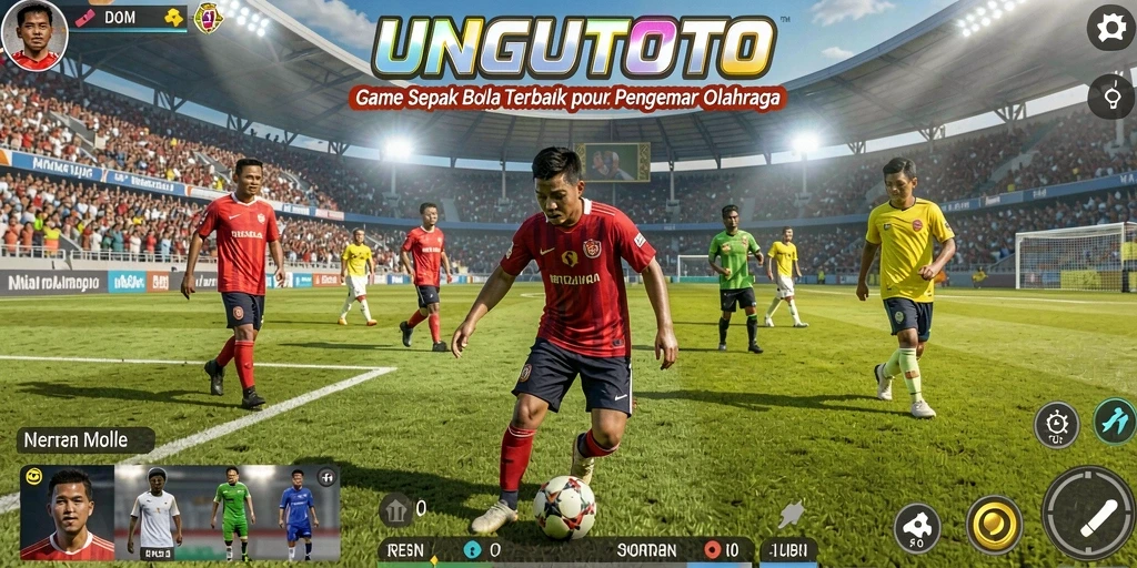 Tampilan aksi nyata dalam gameplay sepak bola UNGUTOTO.