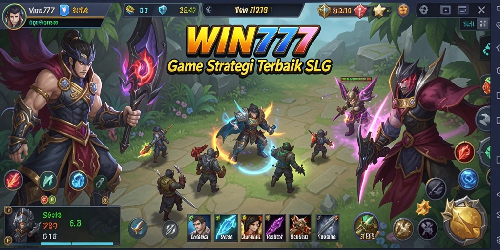 Tangkapan layar gameplay WIN777 menampilkan pertempuran epik dalam dunia SLG.