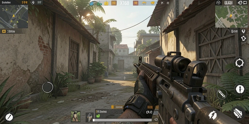 Screenshot menampilkan aksi mendebarkan dari gameplay FPS X168.